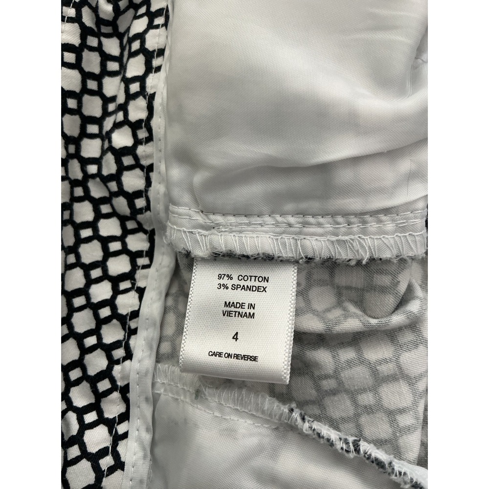 New York & Company 7th Avenue Black White Geometric Ankle Pants Size 4 - Picture 5 of 6